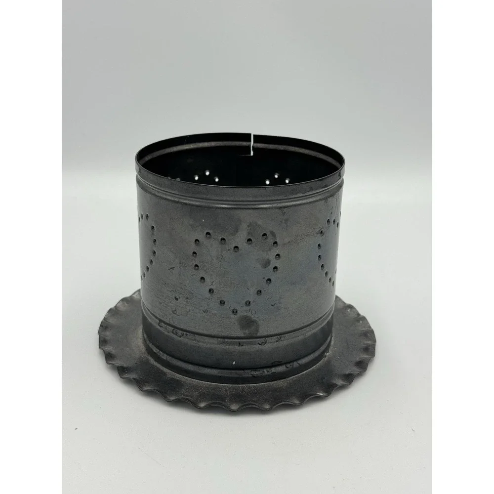 Punched Pierced Tin Candle Holder Primitive Folk Country Heart 4
